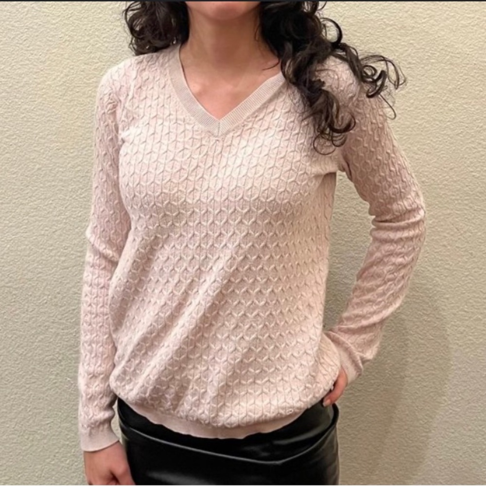 Tommy Hilfiger - Pink Cotton V-neck Sweater